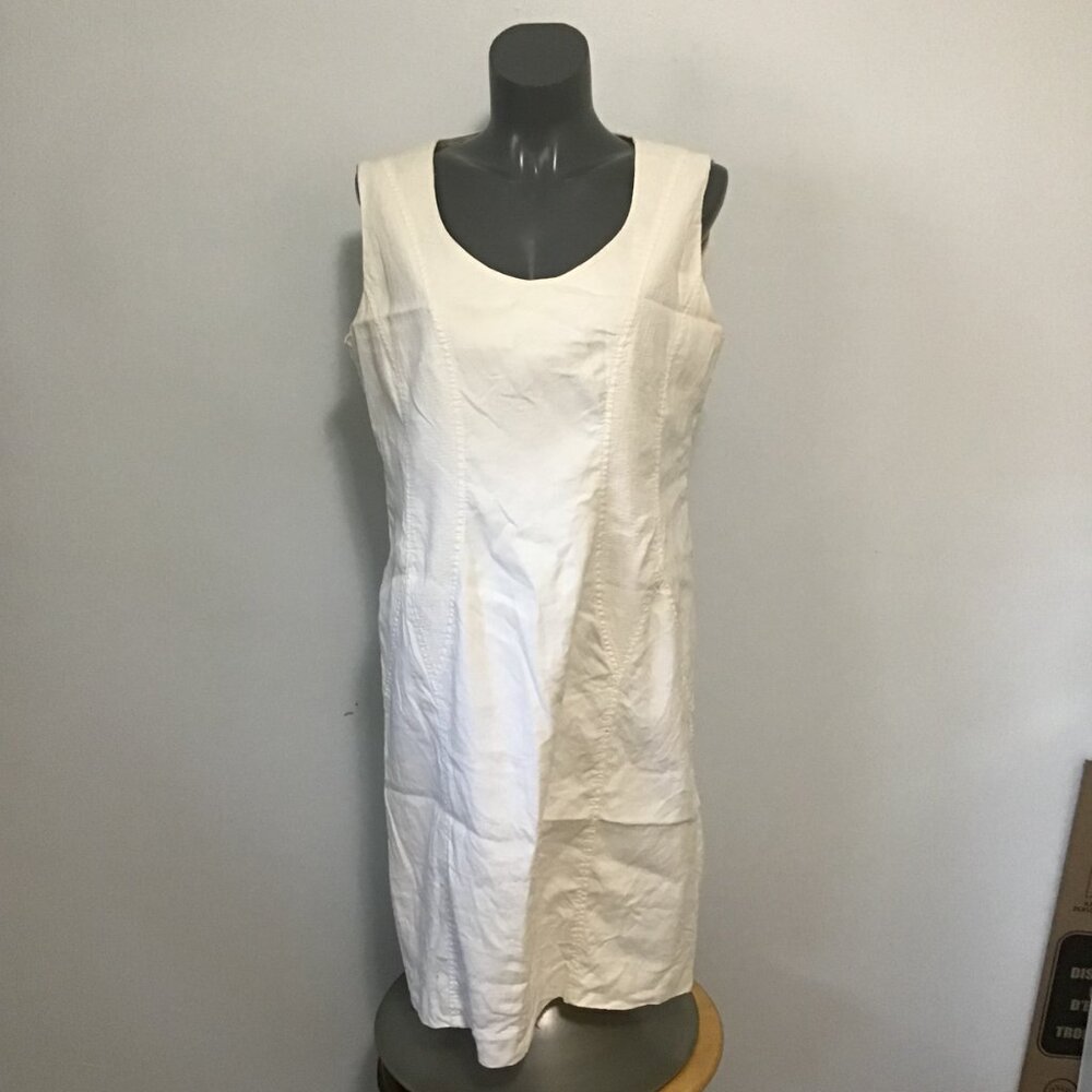 Riana Linen Blend Sleeveless Sheath Dress Size 14